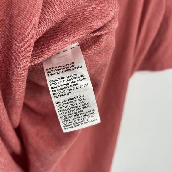 Chicos T Shirt Size 3 Womens XL Pink Cozy Knit Tee Scoop Neck Top Knit Elbow - Picture 7 of 8